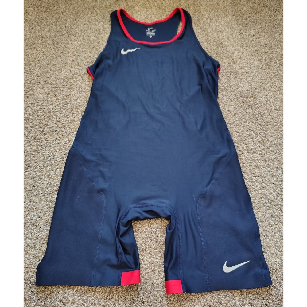 Nike Dri-FIT Men XL Rowing Unisuit Navy Red Athletic Singlet Speedsuit Unitard